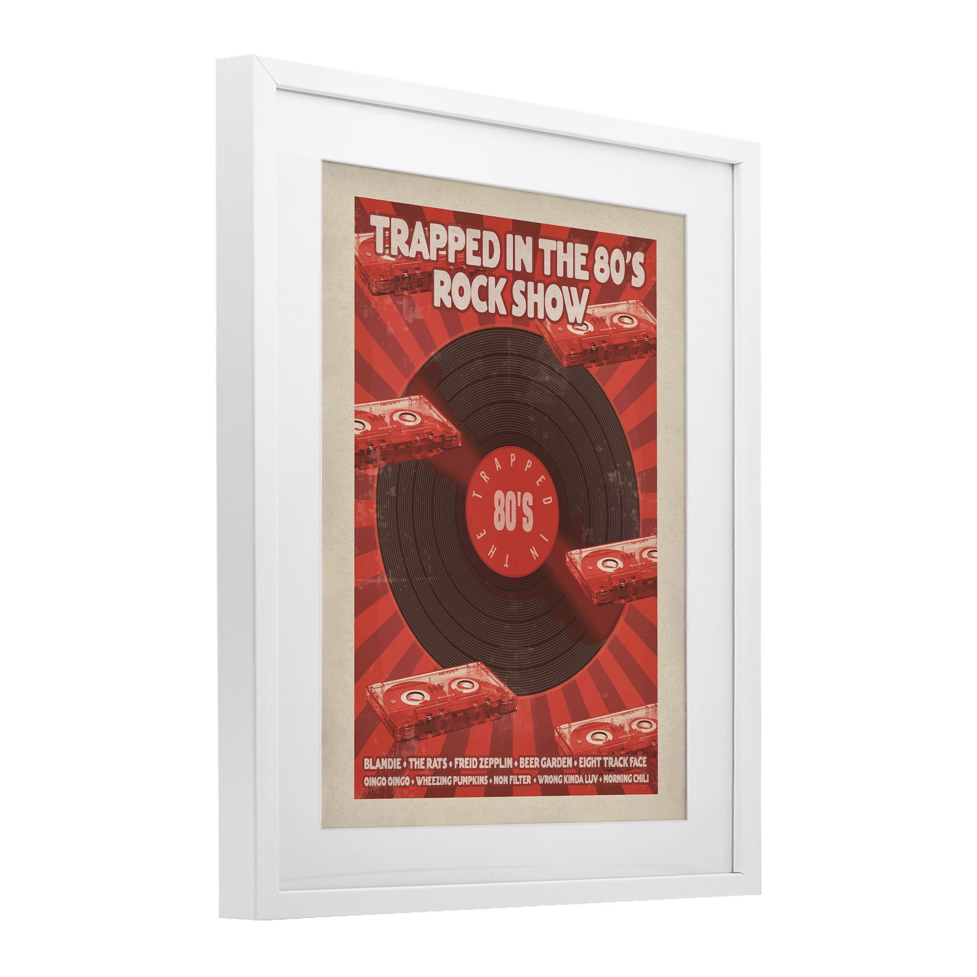 Stupell Industries Trapped in 80s Rock Show White Framed Print Under Glass, design by Old Red Truck