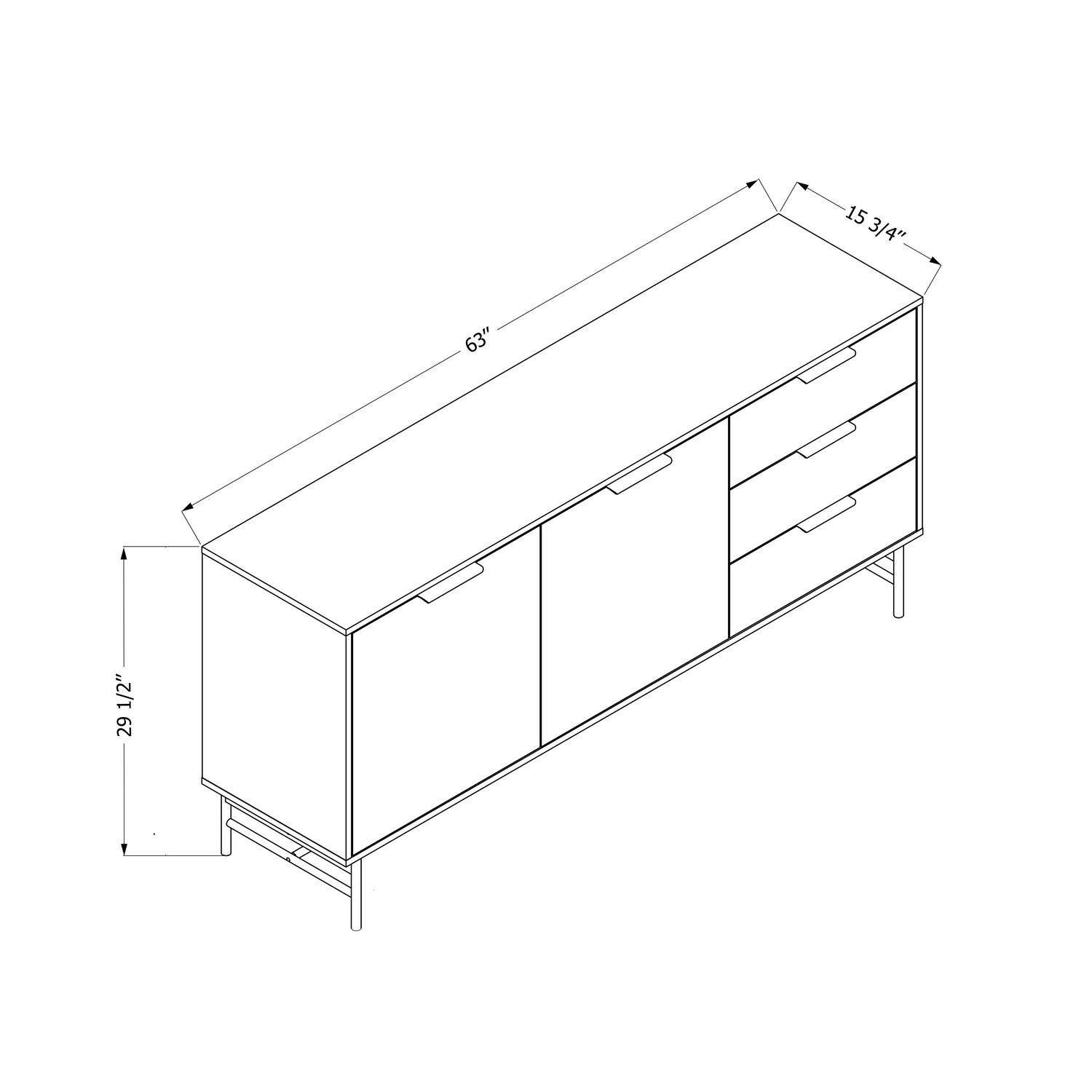 Buffet avec portes rainurées et tiroirs de la collection Arlo South Shore