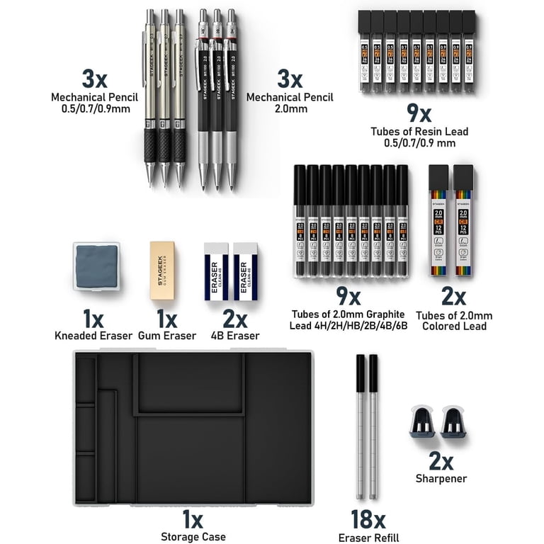 Pentel GraphGear 500 Mechanical Drafting Pencil - HB Lead - 0.9 Mm Lead Diameter Refillable Gray Barrel 1 Each Bundle Of 10 Each Pentel GraphGear 500 Mechanical Drafting Pencil - HB Lead - 0.9 Mm Lead Diameter Refillable Gray Barrel 1 Each Bundle Of 10 Each