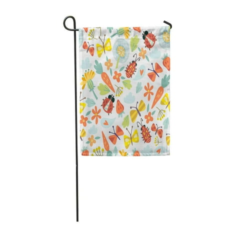 Botanic Garden Tower - SIDONKU Colorful Flower Pattern Botanic Detailed Floral in Doodle Spring Garden Flag Decorative Flag House Banner 12x18 inch