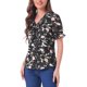thumbnail image 4 of Blusa de mujer con volantes florales, escote en V y mangas cortas abullonadas INSPIRE CHIC, 4 of 5