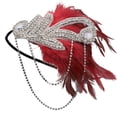 thumbnail image 2 of Diadema de plumas vintage, tocado estilo charlestón, banda para el pelo con forma de bola, 2 of 6