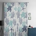 thumbnail image 5 of Teal Blue Coastal Semi Sheer Curtains Drapes for Living Room,Bedroom,French Doors Window 45 Inches Long,Sea Turtle Nautical Coral Summer Beach Rod Pocket Chiffon Curtain Drapery Voile Drape Panel, 5 of 6