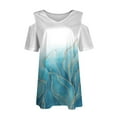 thumbnail image 4 of Womens Fashion Summer Tops 2025 Plus Size Casual Comfortable Print Short Sleeved Off-the-shoulder Blouse T-Shirt Top, 4 of 5