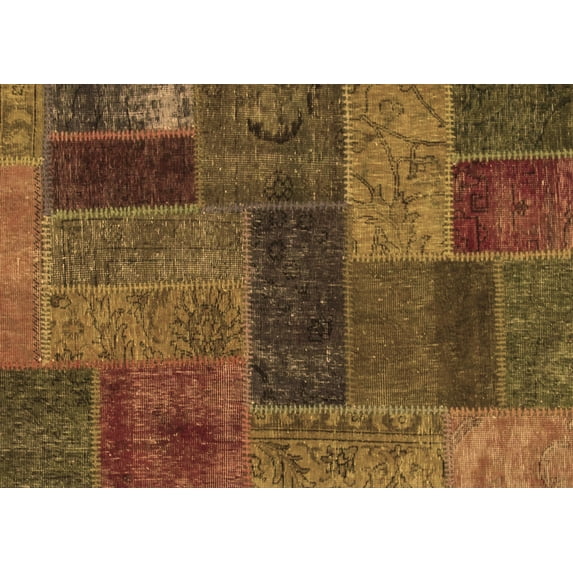 Ahgly Company Indoor Rectangle Patchwork Brown Transitional Area Rugs, 8' x 12'