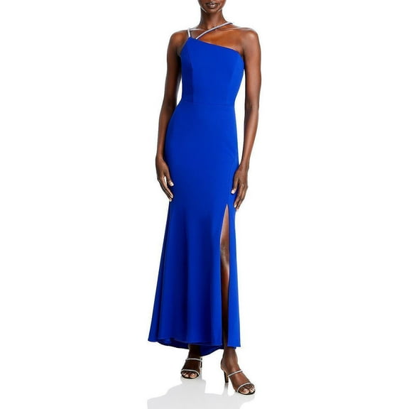 Aqua Women's Scuba Asymmetric Formal Evening Dress Gown Blue B4HP (Regular,12)