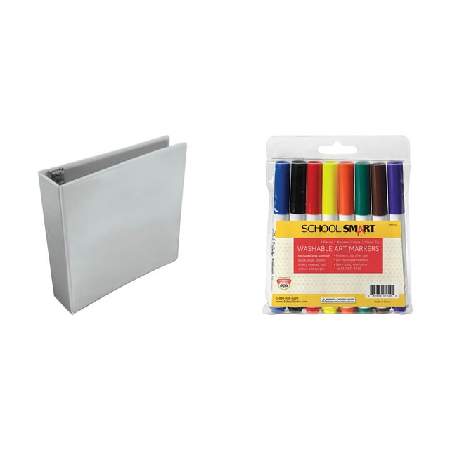 Kit combinado de carpetas Casafoyer con forma de D View de 2 pulgadas y 8 rotuladores lavables