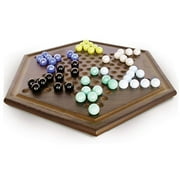 Craftsman Natural Wood Veneer Deluxe Chinese Checkers Set