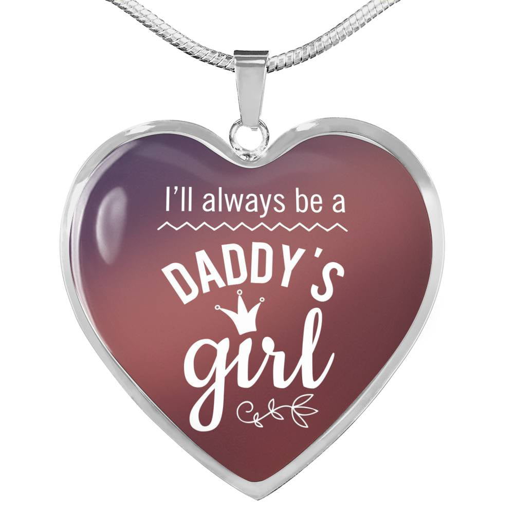 Womens Fashion Stainless Steel Love Heart Cross Pendant Chain Necklace  Daddys Little Girl  Family 