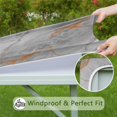 thumbnail image 6 of Gray Marble Orange Line Pattern Square Fitted Tablecloth with Elastic Edge,Square Table Cover,Washable Elastic Table Cover for Home Kitchen Party Decor 34"x34", 6 of 6