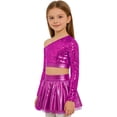 thumbnail image 2 of TSSOE Girls Kids Hip Hop Jazz Dance Clothes Set Performance Streetwear Sequins Latin Dance Dress Disco Outfit Hot Pink 10, 2 of 6