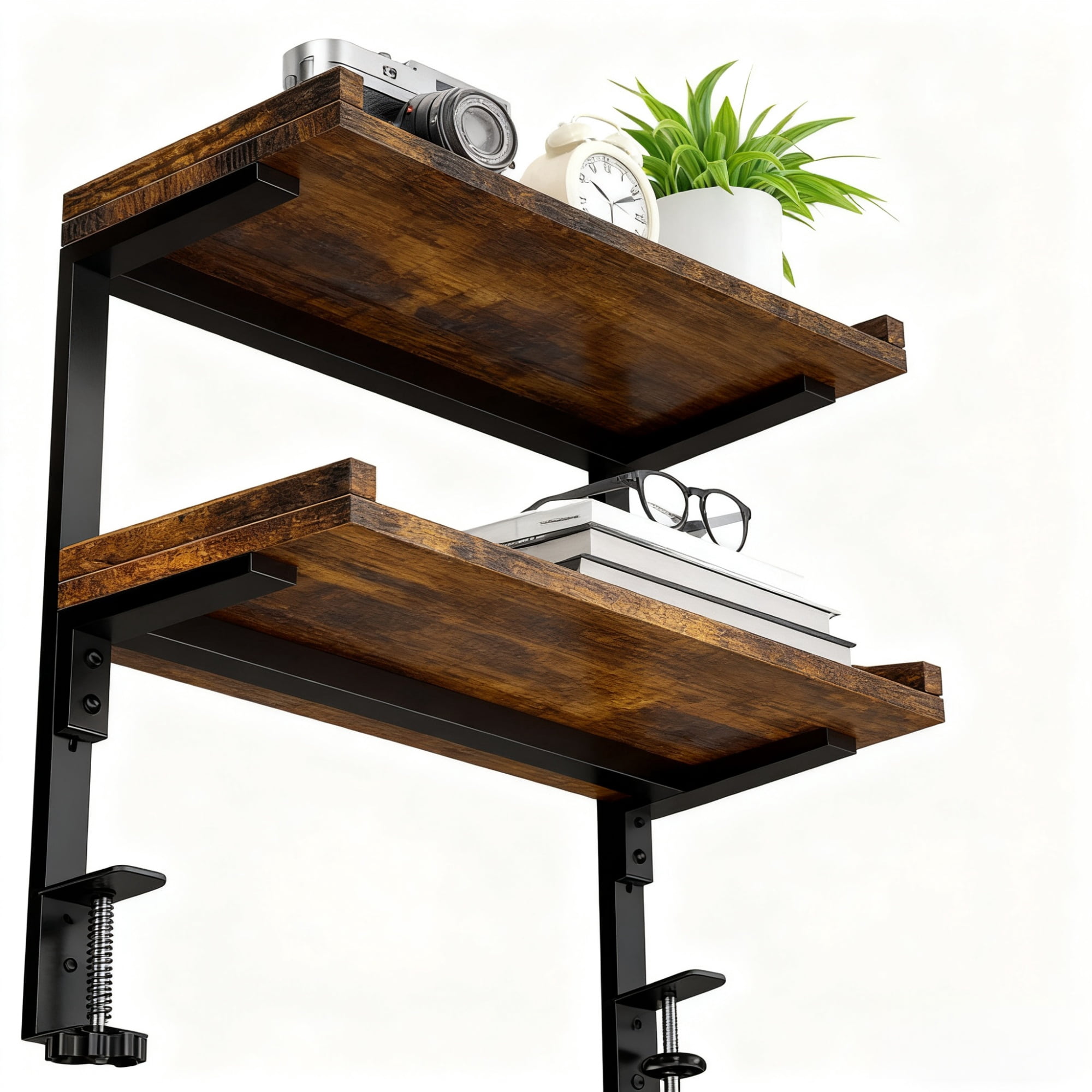 New Vintage Desktop Organizer Shelf, Easy Assembly Multi-Purpose Desk Storage Display Rack for Office, Kitchen, Countertop, Space Saving
