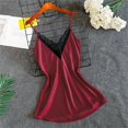 thumbnail image 2 of yunLCZ Womens Nightgowns Women's Lace Satin Silk Sleepwear V-Neck sleepwear Pajamas Nightdress Underwear, 2 of 4