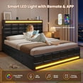 thumbnail image 3 of Afuhokles Queen Bed Frame with 12 Storage Drawers, Bookcase Storage Headboard, Bed Frame with Charging Station, LED Lights, Black, 3 of 9