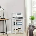 thumbnail image 6 of 3-Tier Printer Stand, Industrial Mobile Printer Table with Storage Shelf and Steel Frame, Rolling Printer Cart Holder with Lockable Wheels for Home, Office (White), 6 of 8