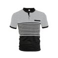 thumbnail image 7 of Mens Striped Polo Shirt Short Sleeve Breathable Casual Business Henley Collar Top for Summer Out Golf Travel Wear Gray M, 7 of 7