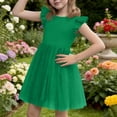 thumbnail image 1 of Vestido de princesa con volantes, cuello redondo y manga corta para niña, primavera y verano, 1 of 7