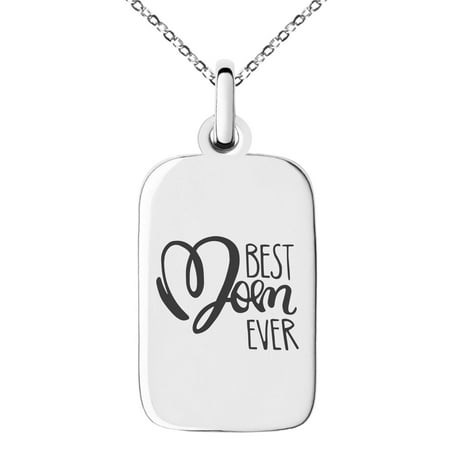 Stainless Steel Love Best Mom Ever Small Rectangle Dog Tag Charm Pendant (Best Tag Names Ever)