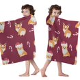 thumbnail image 4 of Christmas Corgi Hooded Bath Towel，50"x30" for Ages 3 To 12 Kids, Quick Dry Lightweight Soft Microfiber Hood Beach Towel Cover Up for Kids, 4 of 7