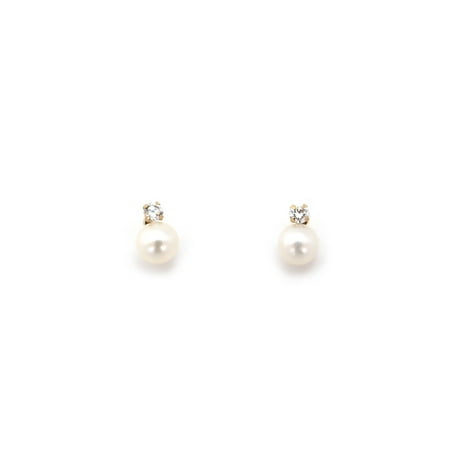 Beauniq 14k Yellow Or White Gold Freshwater Cultured Pearl 14k Yellow Or White Gold Freshwater Cultured Pearl Cz Stud Earrings With Child Safe Backs