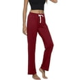 thumbnail image 4 of HEARTNICE Pajama Pants for Women Soft Print Sleepwear Pj Bottoms,(Burgundy-Plain M), 4 of 6