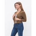 thumbnail image 5 of MixMatchy Women's Basic Solid Patterened Texture Lightweight Soft Open Front Cropped Cardigan, 5 of 5