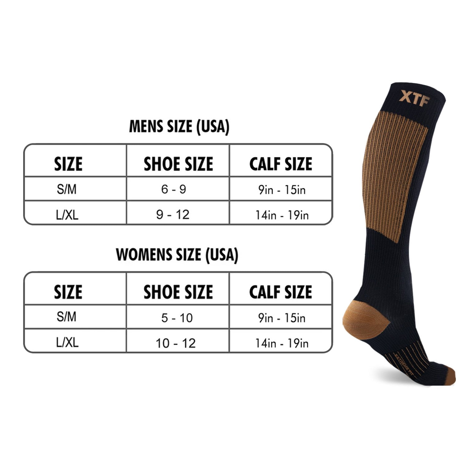 Extreme Fit Men's and Women's Breathable Running Ankle Compression Socks, Bronze (6 Piece)