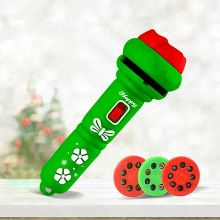 

QISIWOLE Christmas Flashlight Kids 24 Patterns Projector Flashlight， Slide Torch projectors，Christmas Toy Projection Flashlight Bedtime Cognitive Education Projector Flashlight (green)