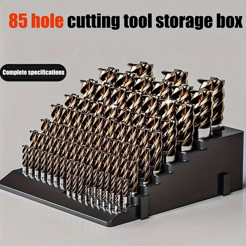 85 Hole Tool Bit Holder Storage Box, Mandrel Drill Bench Tool Holes Screwdriver Bit Holder Drill Storage Case,Black