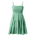 thumbnail image 4 of JULMCOMO Womens Spring Dresses Summer Casual Short Skirt Ruffle Hem Swing Sleeveless Square Neck Short Mini Dress Mint Green S, 4 of 7