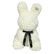 Steadline Simulated Rose Bunny Plush Romantic Valentine's Day Gift for Her with Foam Material Unique Cuddle Toy Present for Birthday Anniversary Celebration