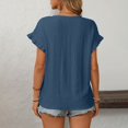 thumbnail image 6 of vigerkar Women's Tops Dressy Casual Eyelet Embroidery Ruffle Short Sleeve Blouses Summer Tops Baggy Shirts (Blue, XXL), 6 of 8