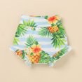 thumbnail image 4 of FYMNSI Baby Girls Ruffle Short Sleeve Clothes Newborn Letter Print Romper + Floral Shorts + Headband Infant 3pcs Summer Outfit Set 3-6 Months Pineapple, 4 of 7