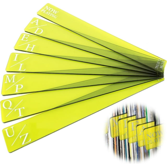 7pcs Vinyl Record Dividers A-Z, Album Dividers Alphabet Rectangular Acrylic Vinyl Record Organizer Alphabetical Dividers Vinyl Record Shelf Separators for Book Shelf Vinyl Records Library (Green)