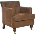 thumbnail image 2 of SAFAVIEH Colin Industrial Tufted Club Chair with Casters, Antique Brown, 2 of 7