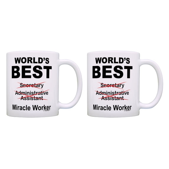 ThisWear Secretary Mug Set Miracle Worker Coffee Cup Set Secretary 11 ounce 2 Pack Coffee Mugs
