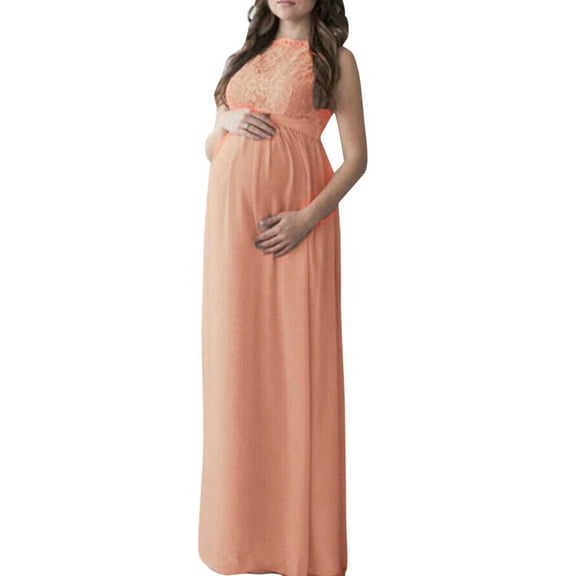 Celivon Womens Maternity Dress For Photoshoot Sleeveless Lace Long Maxi Gown Soft Flattering Comfy Pregnancy Clothes