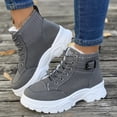 thumbnail image 2 of CAICJ98 Winter Boots for Women Comfortable Outdoor Anti-Slip Ankle Boots keep Warm Booties Lace Up Flat Platform Shoes Women Snow Boots (Grey,Size 6.5), 2 of 7