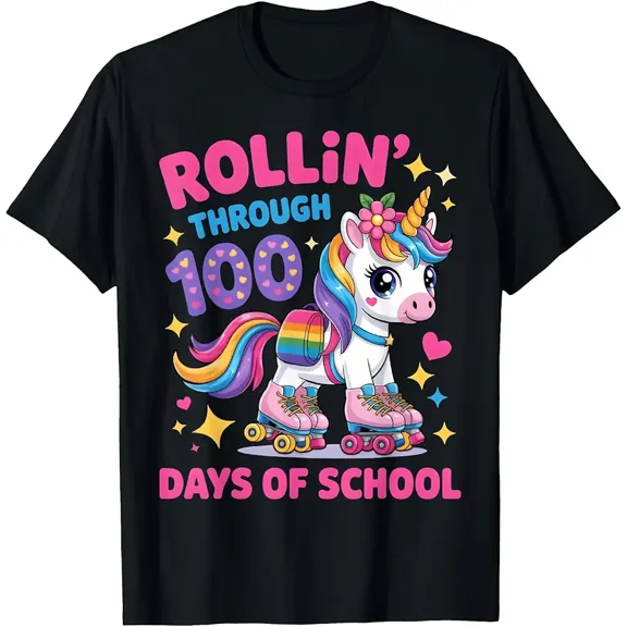 100 Days of School Unicorn 100th Day Smarter Girls Teacher T-Shirt