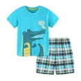 thumbnail image 5 of Gubotare Toddler Boy Summer Clothes Blue Short Sleeve T-Shirt Plaid Shorts Sky Blue,Size 6-7 Years, 5 of 7