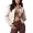 Light Yellow, variant on Suede Feel Cropped Button Front Jacket for Women, Lapel Collar Long Sleeve, Elegant Casual Fall Outerwear, 1 Piece, XS-L