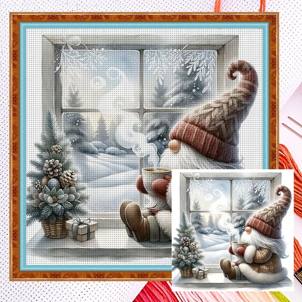 Kit Punto Cruz Contado Hilo Algodón Ecológico Bordado 14CT 40x40cm