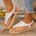 thumbnail image 4 of Yuanlong Womens Sandals Floral Toe Post Beach Sandals Elastic Ankle Strap Comfortable Outdoor Casual Thong Sandal, 4 of 8