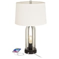 thumbnail image 3 of 360 Lighting Marcel Modern Table Lamps Set of 2 24 1/4" High Brushed Nickel with LED Nightlight USB Charging Port White Shade for Bedroom House Desk, 3 of 9