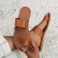 thumbnail image 4 of NOKIO Womens Sandals Slides for Women Flat Sandals for Women Summer Sandals Comfortable Leather Slides Chic Women'S Summer Flip Flops Ladies Fashion Summer Solid Color Open Toe Flat Bottom Slides, 4 of 7