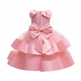 thumbnail image 3 of TBWNWG Girls Birthday Party Dress with Beaded Bow and Puff Sleeves Elegant Cake Tutu Gown for,Size 6-7 Years, 3 of 9