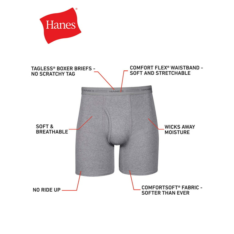 Hanes Men's 5-Pack Boxer Brief, Black/Grey, Small 