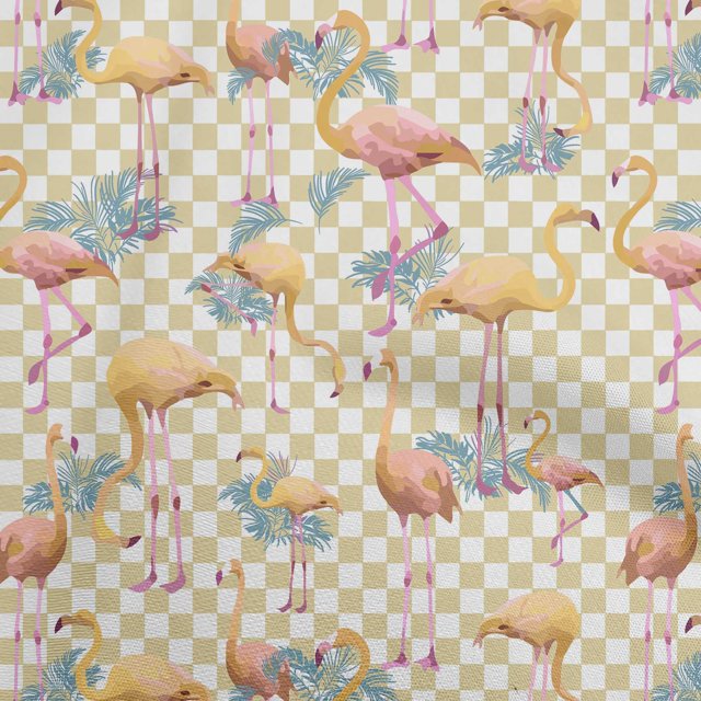oneOone Silk Tabby Yellow Fabric Check & Toucan Sewing Craft Projects Fabric Prints By Yard 42 Inch Wide