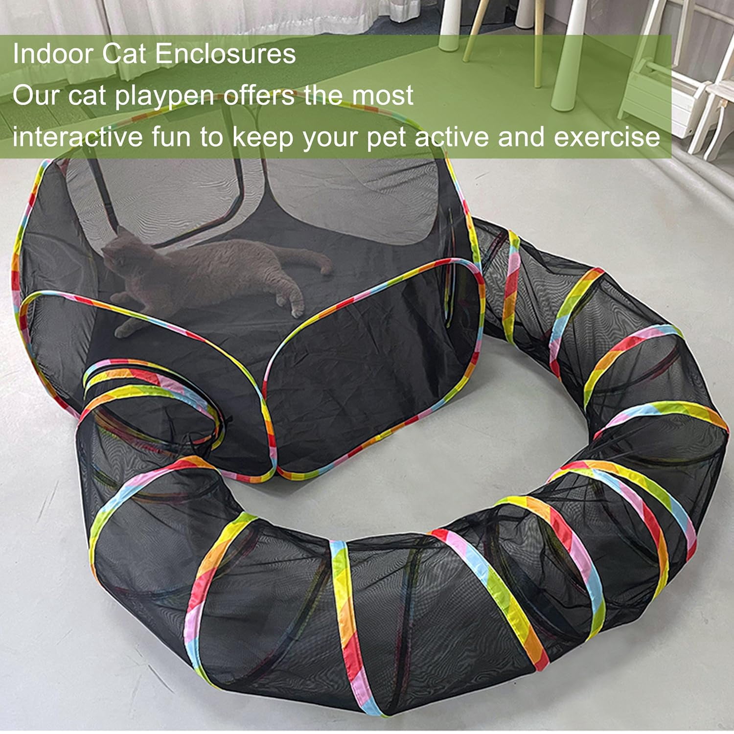 Outdoor Cat Enclosure  Portable Tents For Outside Cage Free Playpen Pet Tunnel Playground Indoor Cats & Small Animals