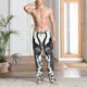 thumbnail image 2 of Fotbe Artistic Black White Peacocks Pantalones de Pijama para Hombre, Pantalones de Dormir, Pantalones de Casa con Cintura Ajustable y Bolsillos-X-Large, 2 of 6